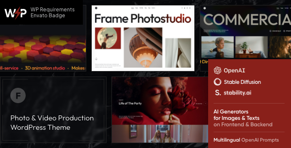 Frame - Photo & Video WordPress Theme + AI