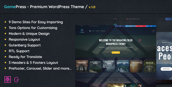 GamePress - WordPress Dark Style Blog Theme