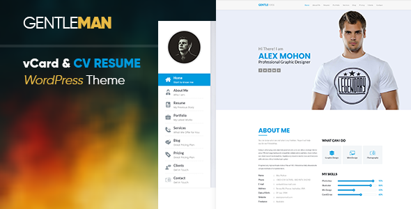 GentleMan- vCard & CV Resume WordPress Theme