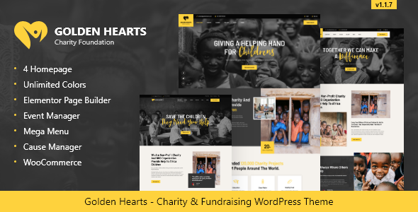 Golden Hearts - Fundraising & Charity WordPress Theme