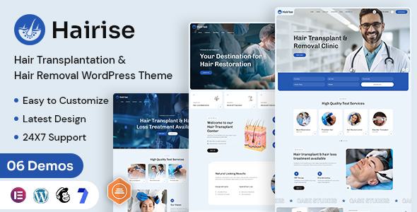 Hairise - Hair Transplantation and Hair Removal WordPress Theme