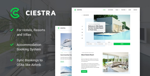 Hotel Booking WordPress Theme - Ciestra