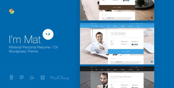 I am Mat - Material Personal Resume / CV vCard WordPress Theme