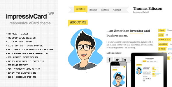 impressivCard WP - Responsive vCard WordPress Theme