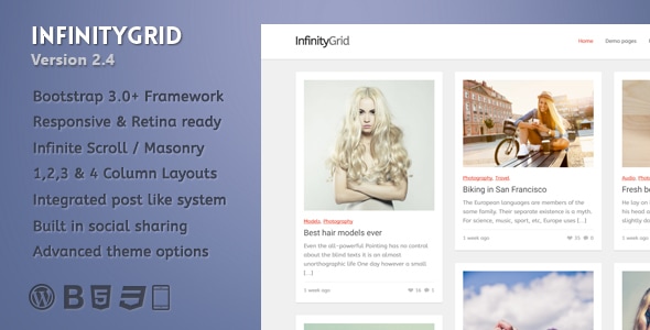 InfinityGrid - An infinite scrolling - personal blogging theme