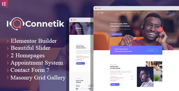 IQconnetik - Modern Call Center WordPress theme