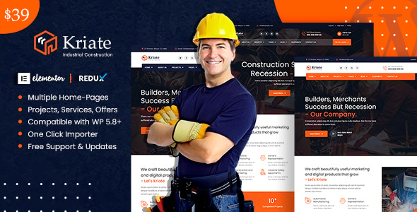 Kriate - Industrial Construction Multipurpose WordPress Theme