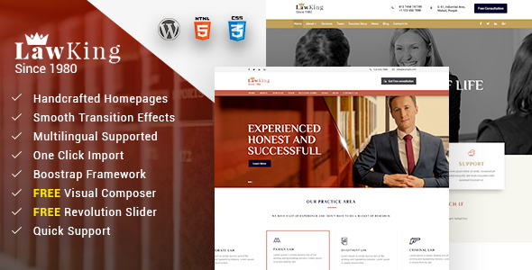 Lawking - Lawyer and Attorney Responsive WordPress Theme