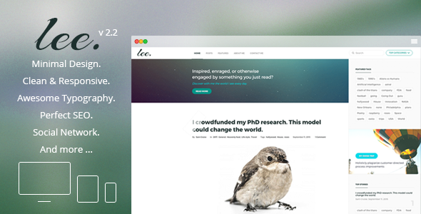 Lee Blog. Minimal and Creative WordPress Theme