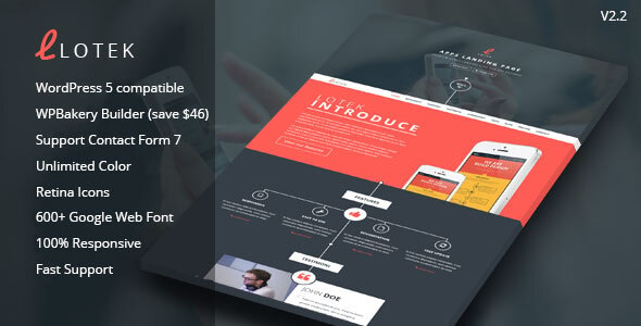 Lotek — Modern App Landing Page WordPress Theme