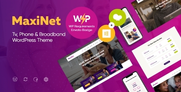 MaxiNet | Broadband & Telecom Internet Provider WordPress Theme + Elementor