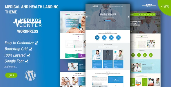 MediKos Center - Medical and Health WordPress Landing Theme