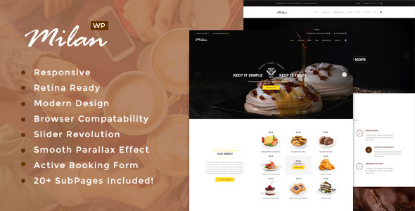 Milan : Restaurant WordPress theme