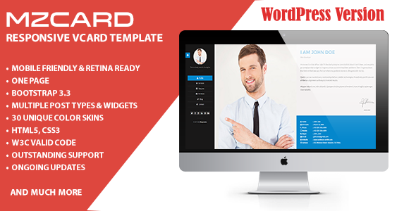 MilZinCard Resume / CV & Portfolio vCard WordPress Theme