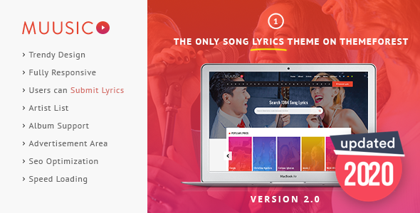 Muusico - Song Lyrics WordPress Music Theme