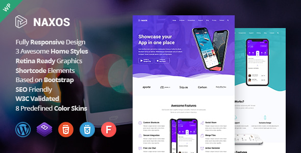 Naxos - App Landing Page WordPress Theme