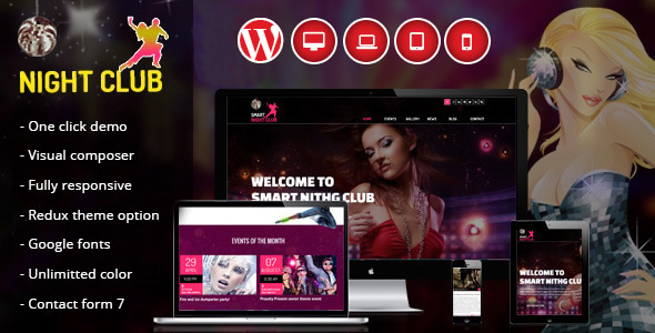 Night Club - One Page WordPress Theme For Parties