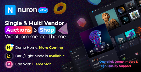 Nuron - Multi Vendor Auctions & NFT WooCommerce Theme