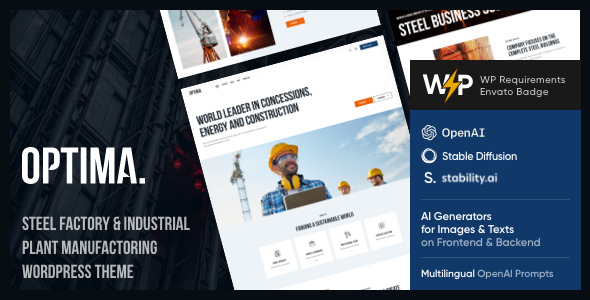 Optima | Steel Factory & Industrial Plant WordPress Theme