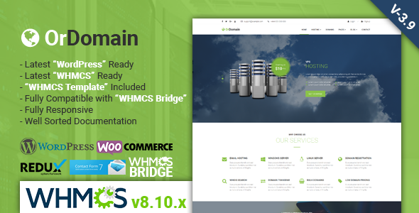 OrDomain | Responsive WHMCS Hosting WordPress Theme