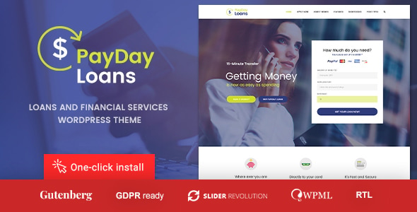 Payday Loans - Banking,  Loan Business and Finance WordPress Theme