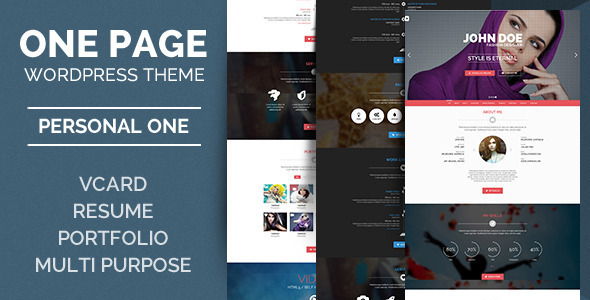 Personal One - OnePage / VCard / WordPress Theme