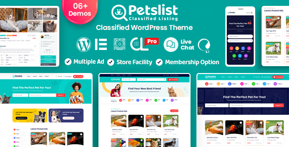 Petslist – Pet listing WordPress Theme