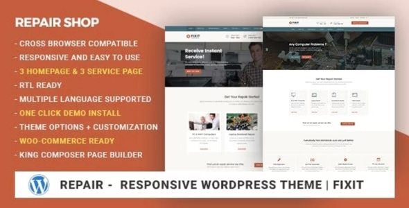 Phone, Computer Repair Shop Responsive WordPress Theme - Fixit