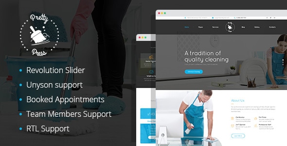 PrettyPress - House Cleaning Service WordPress Theme