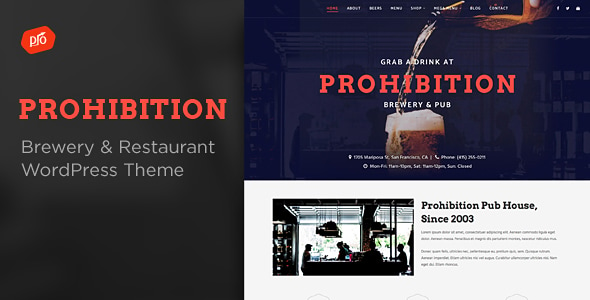 Prohibition - Brewery & Restaurant WordPress Theme