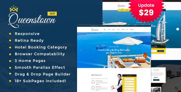 QueensTown : Resort and Hotel WordPress Theme