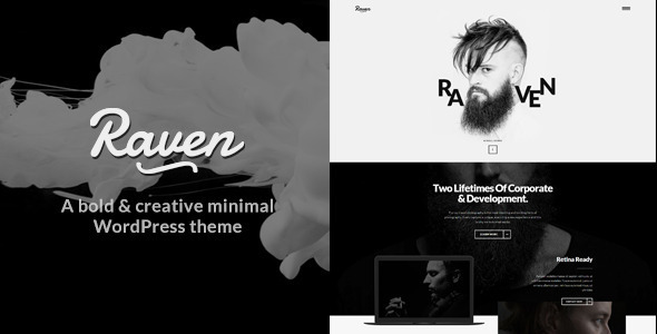 Raven -  Creative Black White Minimal WordPress Theme