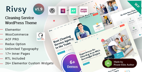 Rivsy - Cleaning Services Elementor WordPress Theme