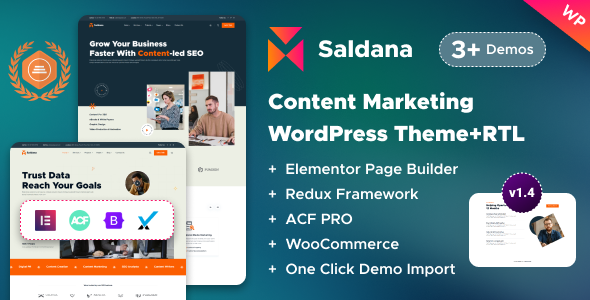 Saldana - Content Marketing & Copywriting Services Elementor WordPress Theme