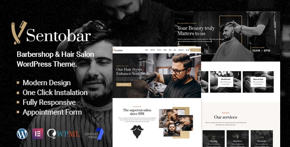 Sentobar - Barbershop WordPress Theme