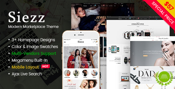 Siezz - Multi Vendor MarketPlace WooCommerce WordPress Theme (Mobile Layout Ready)