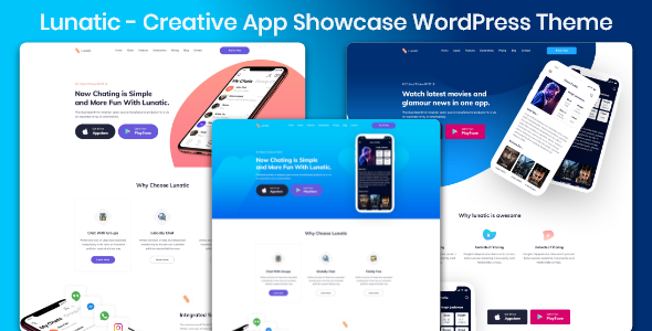 Software Service Lunatic - App Landing WordPress Theme