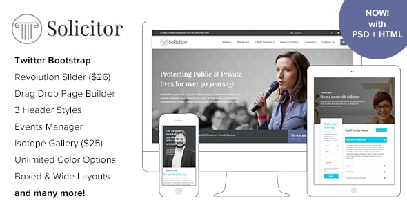 Solicitor - Law Business Responsive WordPress Theme