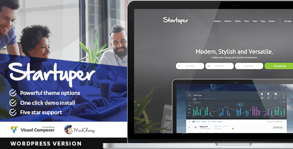 Startuper - Startup Landing Page WordPress