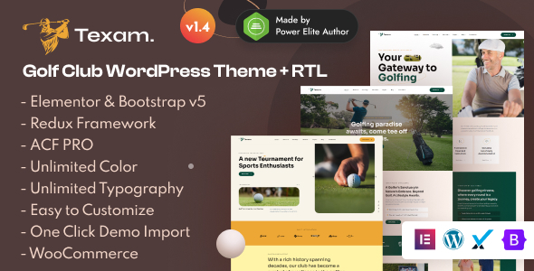 Texam - Golf Club Elementor WordPress Theme