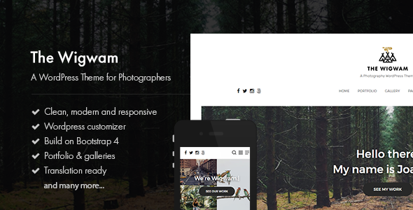 The Wigwam - A Responsive Photography WordPress Theme