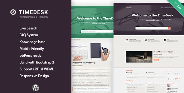 TimeDesk - Responsive Knowledge Base FAQ WordPress Theme