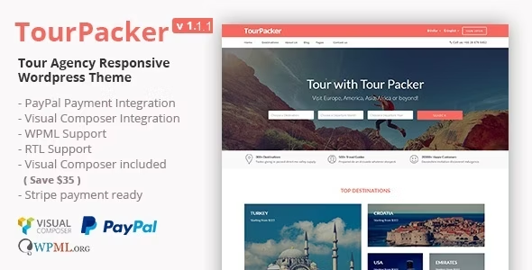 Tour Packer - Agency WordPress Theme