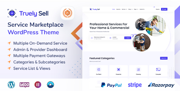 Truelysell - On Demand Service Booking Marketplace WordPress Theme