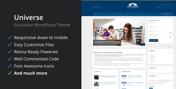 Universe - Education Responsive WordPress Theme