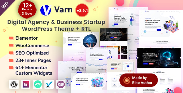 Varn - IT & SEO Marketing Agency Portfolio Elementor WordPress Theme