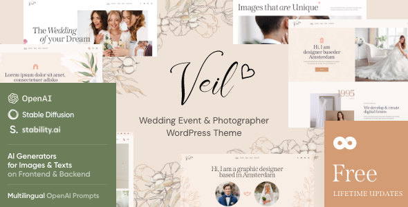 Veil - Wedding Event & Photographer WordPress Theme