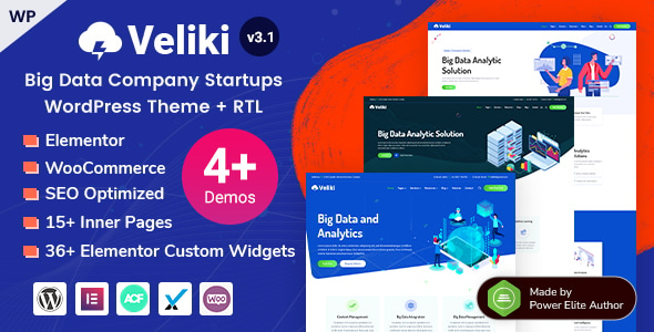 Veliki - AI, Big Data Analytics & Machine Learning Elementor WordPress Theme