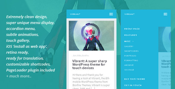 Vibrant: A Super Sharp WordPress Mobile Theme