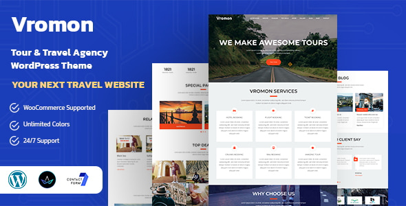 Vromon - Tour & Travel Agency WordPress Theme